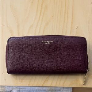 Kate Spade Deep Burgundy Zip Wallet